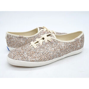 Keds Shoes Champion Womens 8 Gold Glitter Kate Spade Low Top Casual Sneakers